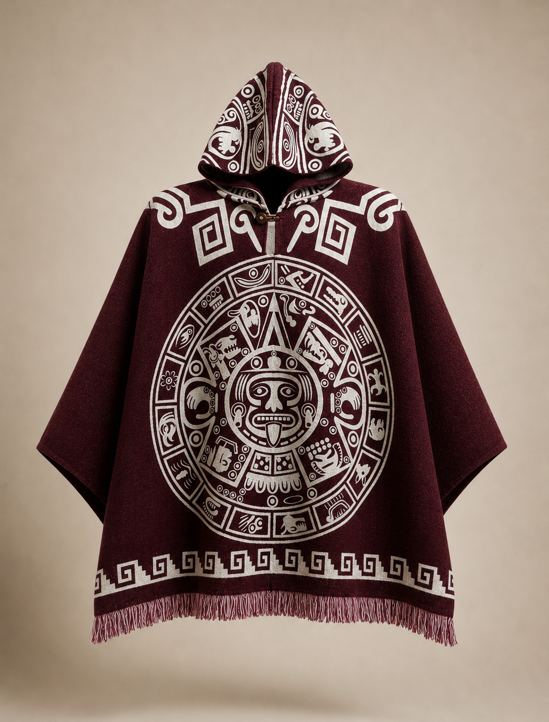 Premium Heritage Poncho - Azteca Calendar Hooded Poncho