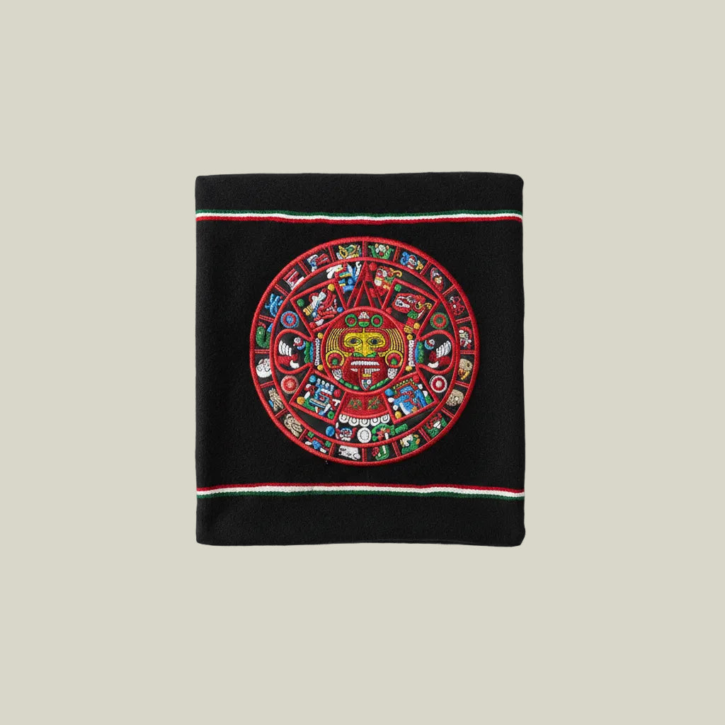 Mexican poncho, Aztec calendar poncho, heritage poncho, woven gaban, oversized poncho, artisan poncho, Mexican streetwear, embroidered poncho, cultural-inspired fashion, heavyweight poncho, festival poncho, traditional Mexican clothing, black woven poncho