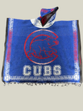 Chicago poncho, baseball poncho hoodie, blue baja hoodie, hooded poncho, oversized poncho, woven gaban, artisan poncho, Chicago streetwear, baseball-inspired hoodie, sports streetwear, premium baja hoodie, festival poncho, heavyweight poncho
