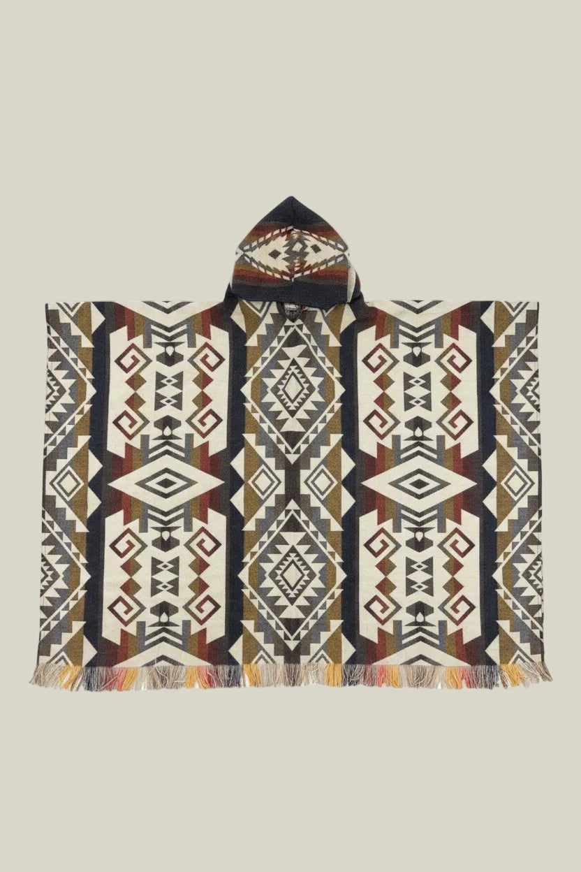 Premium Heritage Poncho - Southwestern Diamond Hooded Poncho