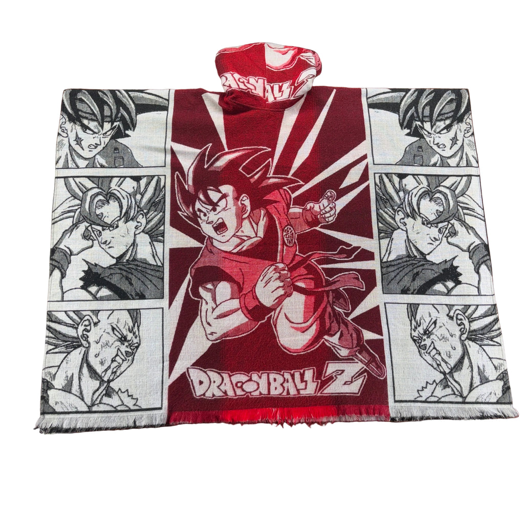 anime inspired poncho, manga streetwear poncho, woven hooded poncho, oversized baja hoodie, graphic woven poncho, crimson streetwear poncho, festival poncho, collectible hoodie poncho, vintage anime aesthetic, artisan woven hoodie, cozy hooded blanket poncho, statement streetwear, fringe poncho, alternative fashion poncho, Casa Gaban poncho
